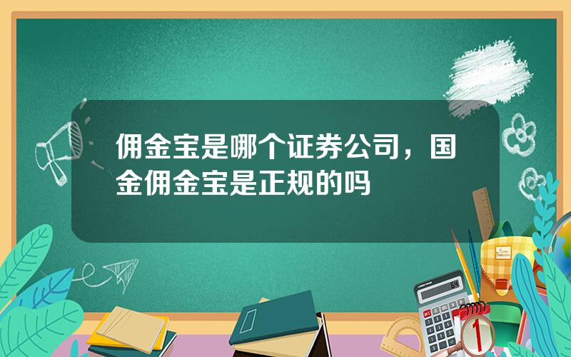 佣金宝是哪个证券公司，国金佣金宝是正规的吗