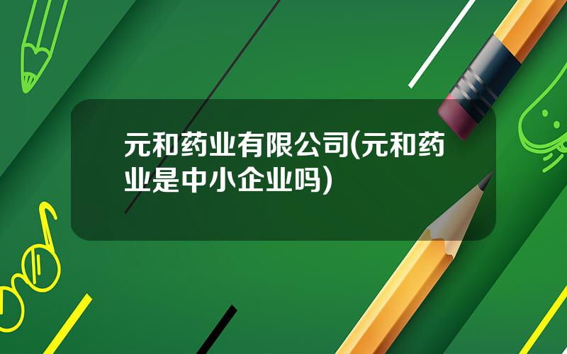 元和药业有限公司(元和药业是中小企业吗)