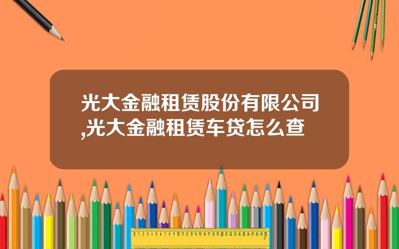 光大金融租赁股份有限公司,光大金融租赁车贷怎么查