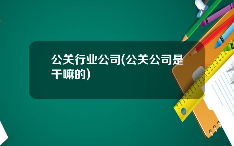 公关行业公司(公关公司是干嘛的)