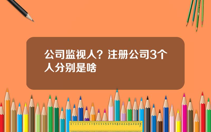 公司监视人？注册公司3个人分别是啥