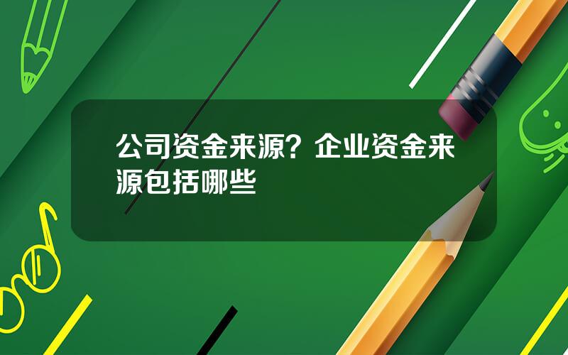 公司资金来源？企业资金来源包括哪些