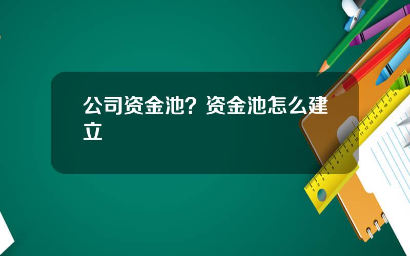 公司资金池？资金池怎么建立
