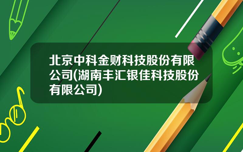 北京中科金财科技股份有限公司(湖南丰汇银佳科技股份有限公司)