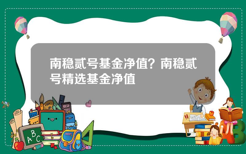 南稳贰号基金净值？南稳贰号精选基金净值