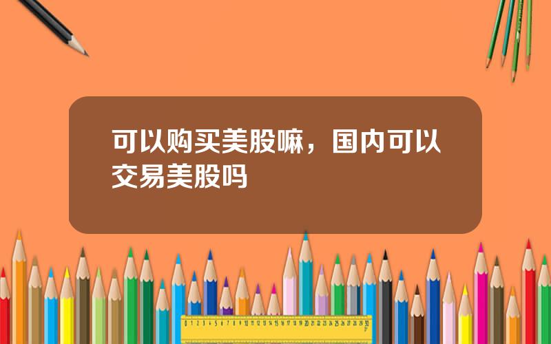 可以购买美股嘛，国内可以交易美股吗