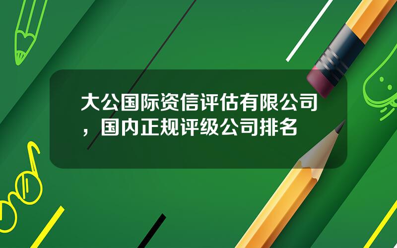 大公国际资信评估有限公司，国内正规评级公司排名