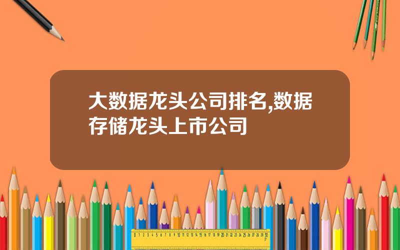 大数据龙头公司排名,数据存储龙头上市公司