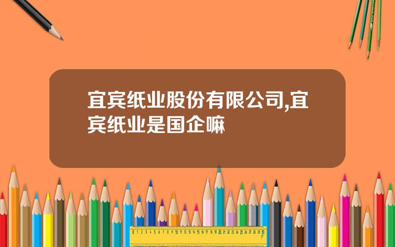 宜宾纸业股份有限公司,宜宾纸业是国企嘛