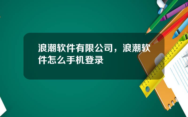浪潮软件有限公司，浪潮软件怎么手机登录