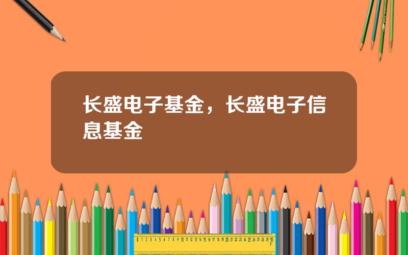 长盛电子基金，长盛电子信息基金